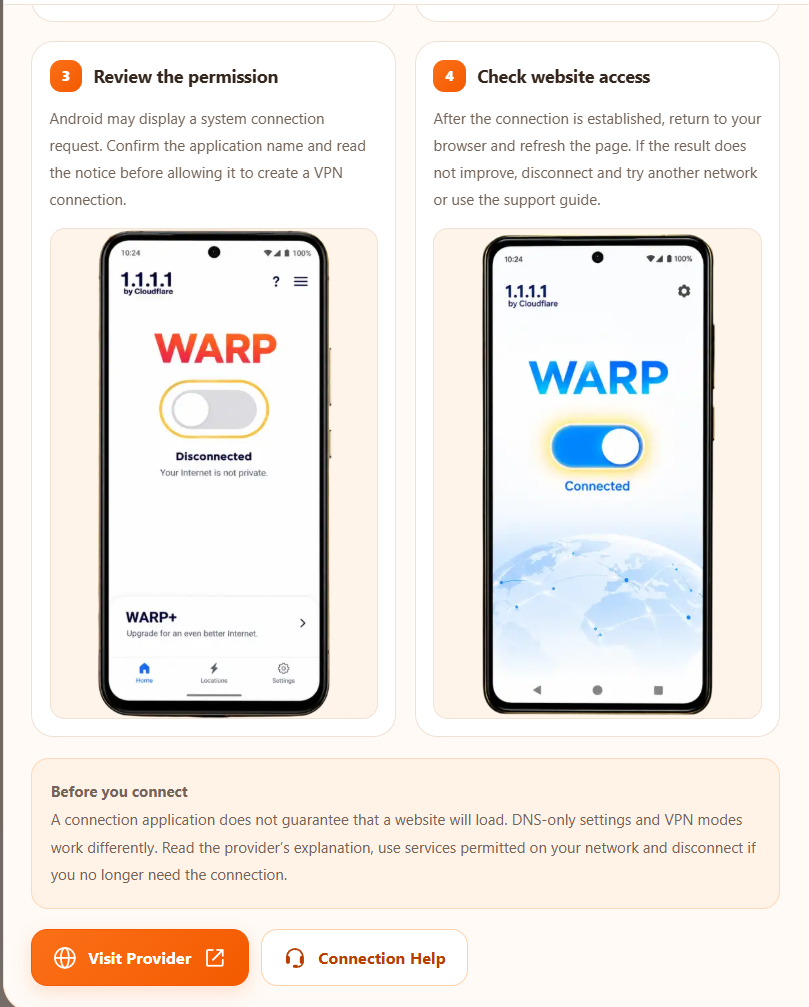 android Cloudflare setup reference, step 3